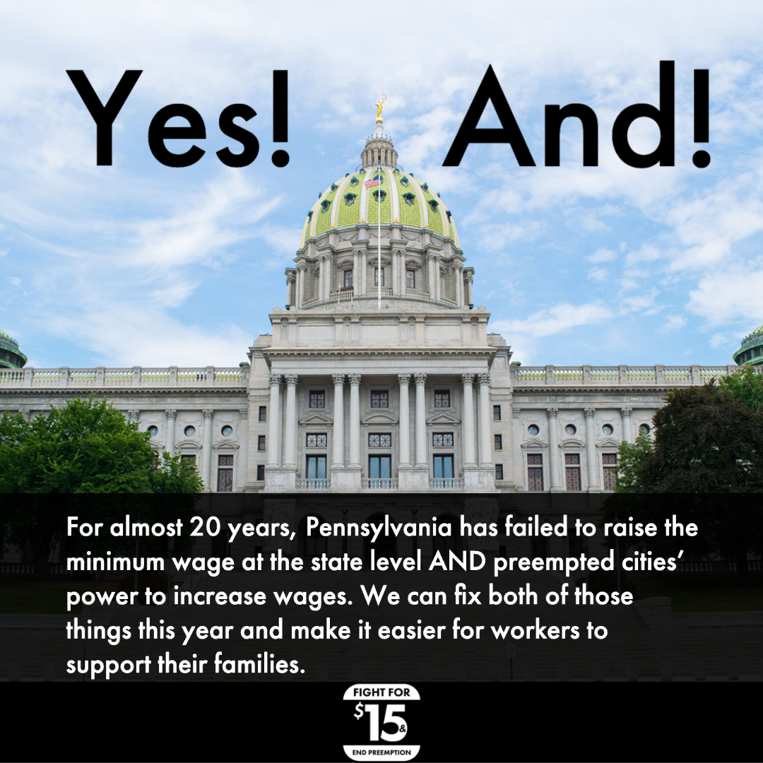 67 PA Organizations Calling on General Assembly to End Local Wage Preemption