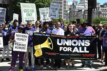 Josh Shapiro and Workers Take to Philadelphia Streets Demanding Unions for All