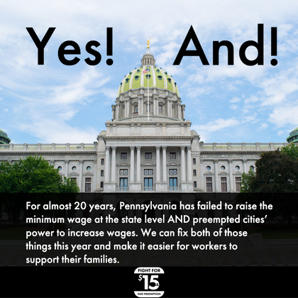 67 PA Organizations Calling on General Assembly to End Local Wage Preemption